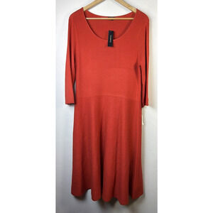 Talbots womens Petite Large Red Flare Knit Sweater Dress Career cottagecore NWT